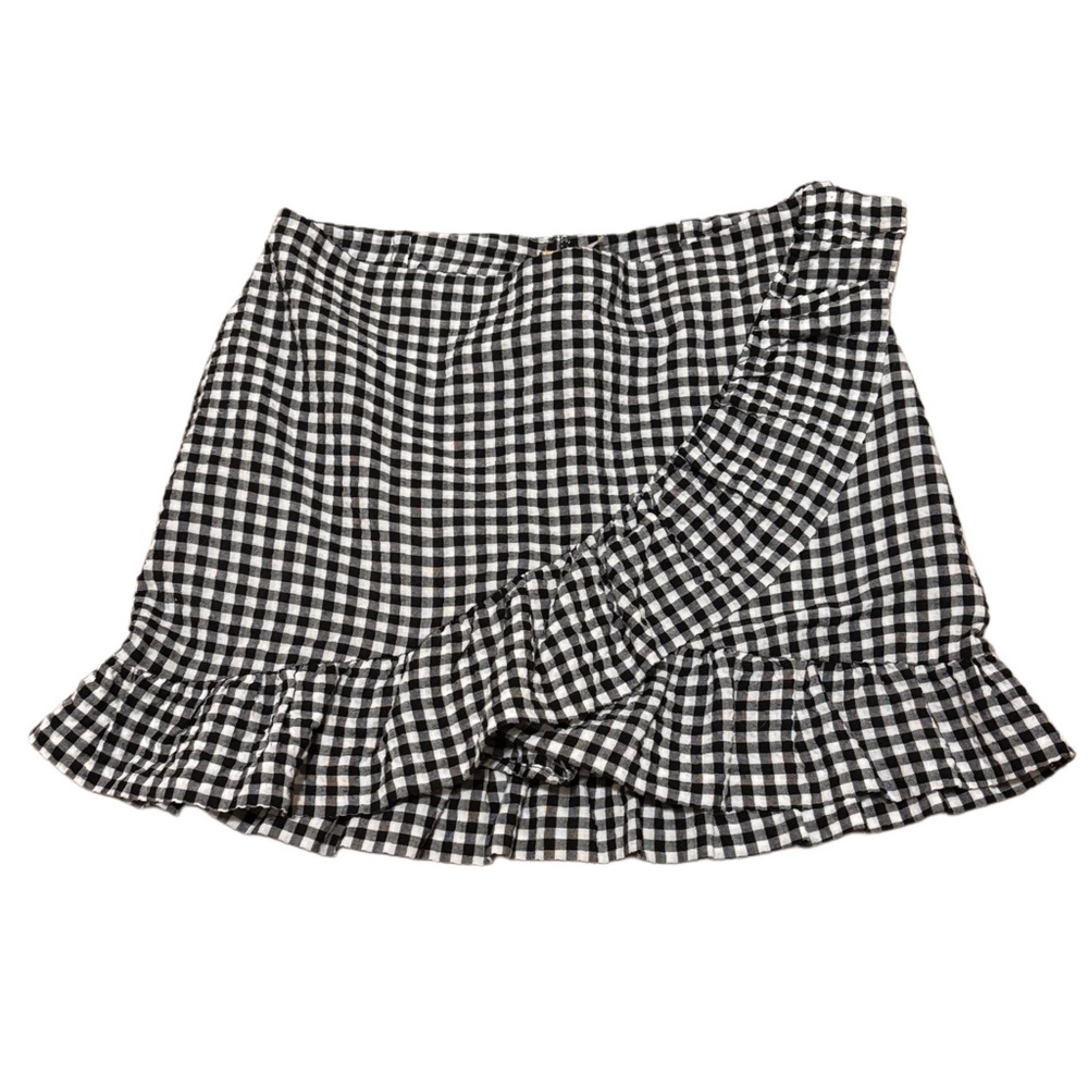 H&M Gingham Ruffle Mini Skirt